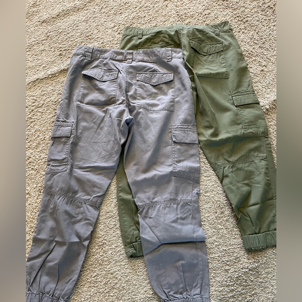 2 pair of cargo joggers - military green and gray